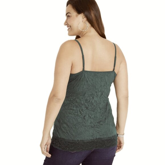 Maurices Plus Size 2X GREEN Stretchy Crinkle Lace Cami - Picture 11 of 11